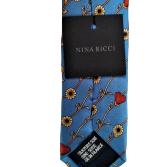 NINA RICCI TIE W/ TAGS France Purple Silk Floral Heart $ 149 - Picture 4 of 7